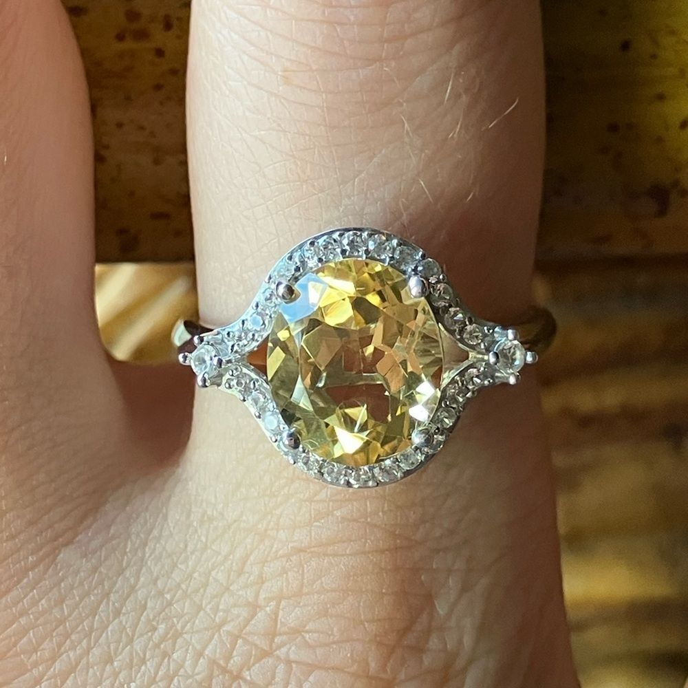 Brazilian Citrine Sterling Silver Ring Size 10